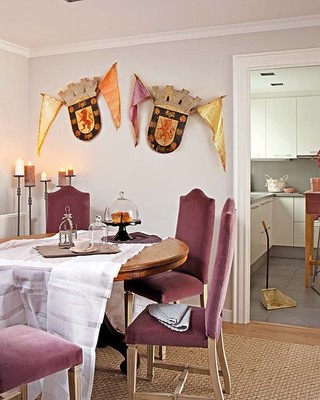 浪漫欧式餐厅紫色餐椅装饰