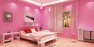 甜美桃粉色 现代简约风卧室效果图