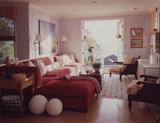 浪漫简欧风客厅 红色沙发效果图