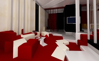 红色喜庆现代客厅案例图