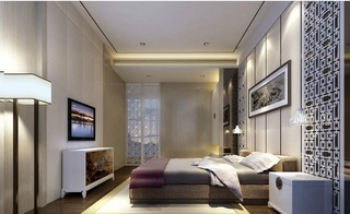 浪漫新中式卧室装饰效果图