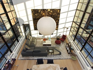纽约现代风 挑高复式客厅俯瞰图