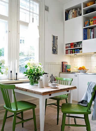 小清新北欧风 绿色餐厅椅子效果图