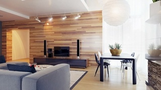低奢宜家风客厅 木地板电视背景墙设计