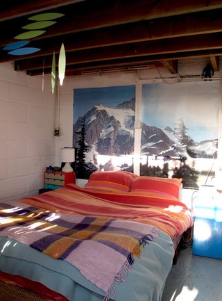 森系北欧风卧室 浪漫雪山照片墙