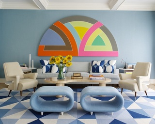 清爽蓝色地中海风情 色块客厅效果图