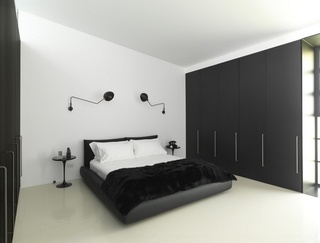 黑白配极简主义卧室效果图