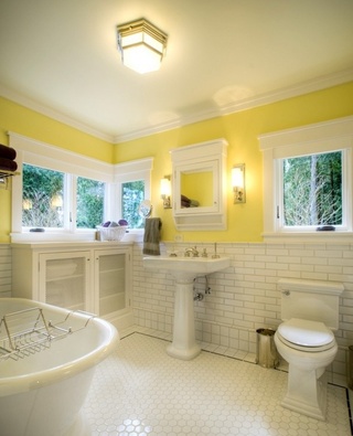 浅黄色现代卫浴间装修设计效果图