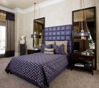 卧室紫色床头软包设计图