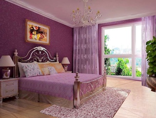 紫色卧室窗帘装修效果图大全图片