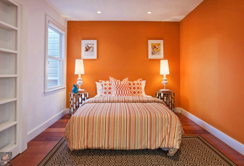欧式风格卧室橙色墙装修效果图