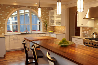 美式风格餐厨房拱形窗效果图