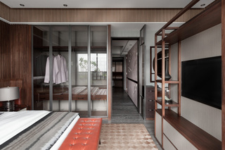 日式风格卧室衣柜玻璃门装饰