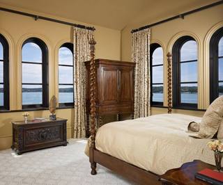 古典欧美式卧室 拱形窗户效果图