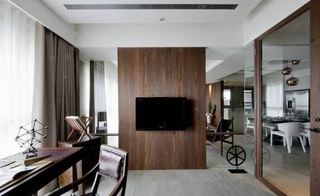 时尚现代实木电视背景墙设计