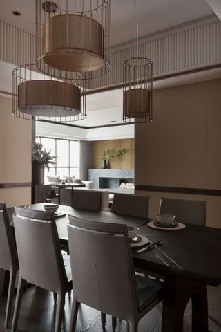 时尚现代日式餐厅 鸟笼吊灯效果图