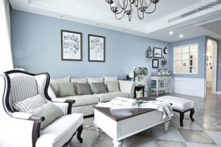 简约地中海风格 客厅淡蓝色背景墙设计