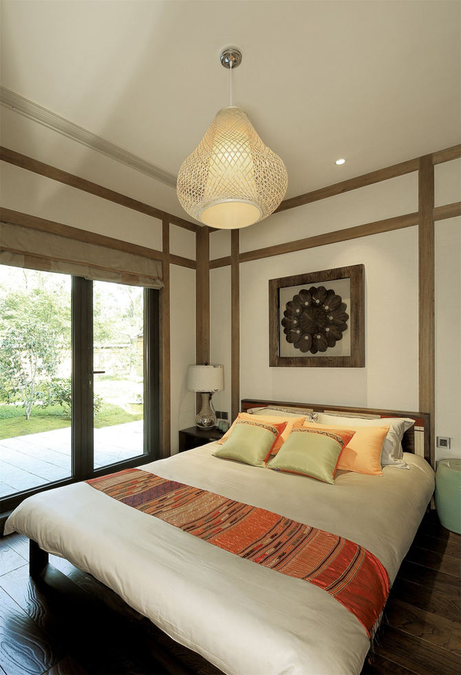 古典日式卧室背景墙效果图