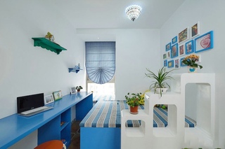 蓝白地中海风格儿童房装饰图