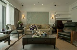休闲美式新古典客厅 沙发背景墙设计