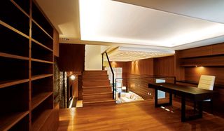高端实木美式跃层书房设计