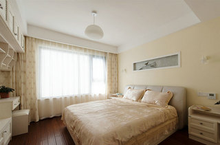 米白色装饰简中式卧室效果图