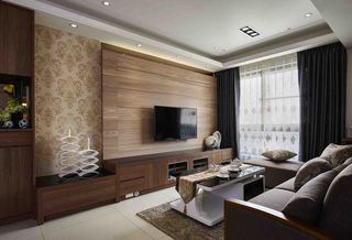 现代客厅实木电视背景墙设计