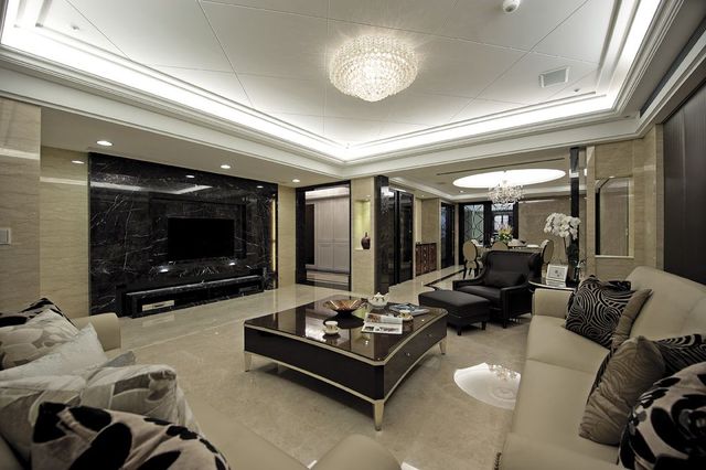 奢华现代美式装修客厅装饰_齐家网装修效果图