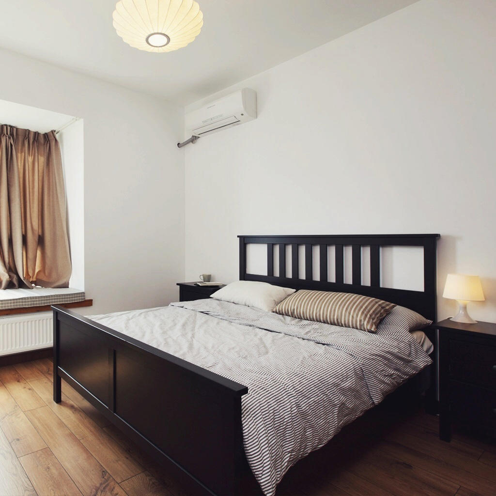 极简美式卧室 实木双人床效果图