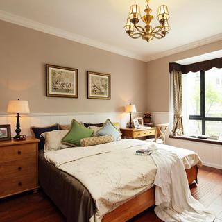 优雅裸色系美式 卧室背景墙设计
