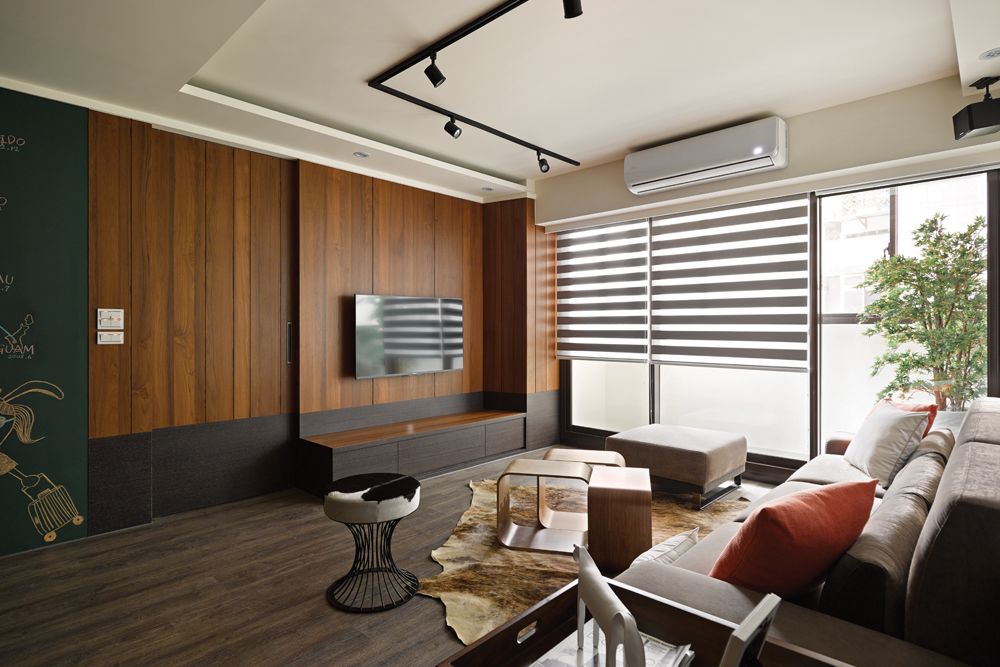 休闲新中式客厅 木质背景墙设计
