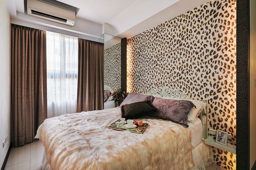 个性豹纹欧式 卧室背景墙设计、