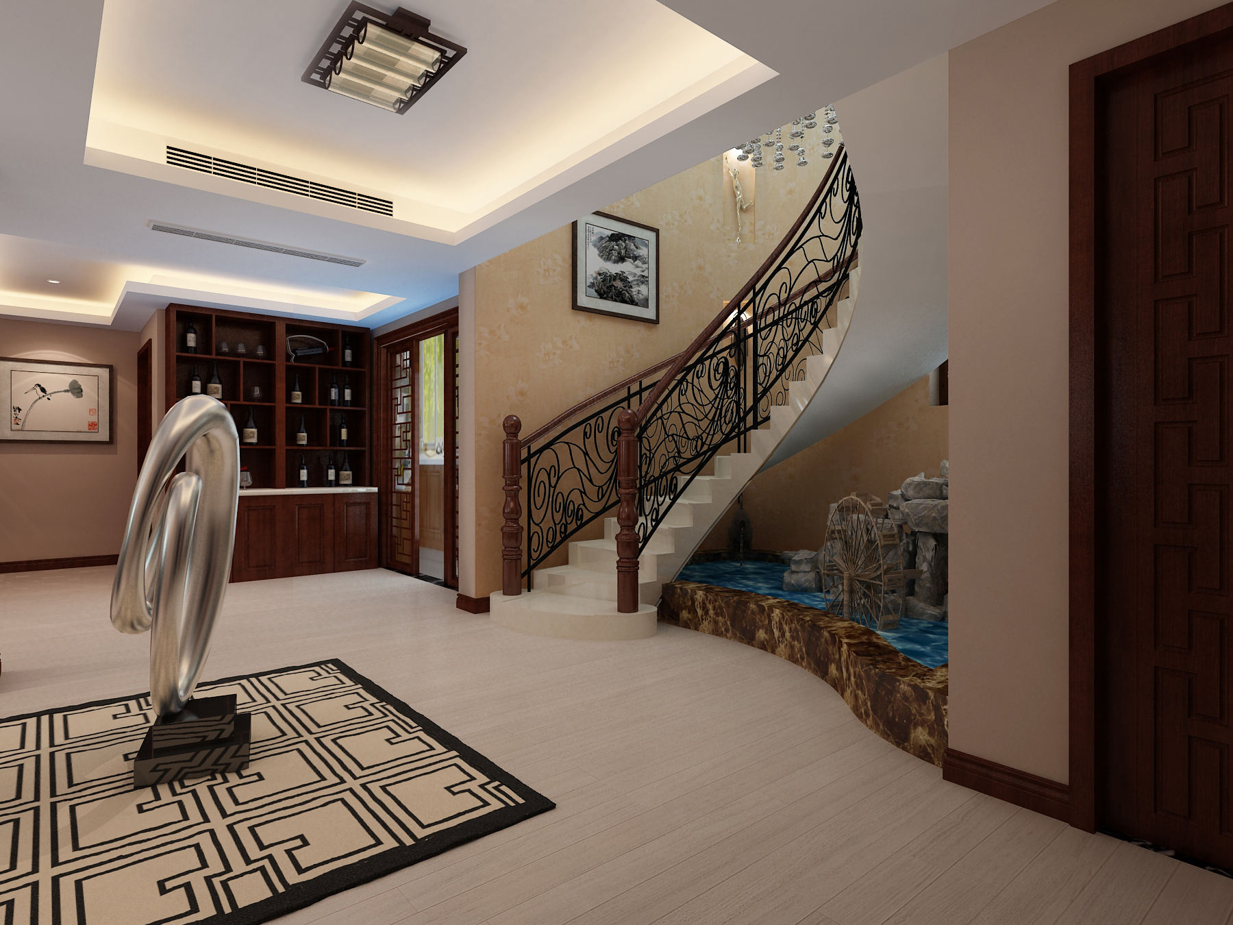 中式现代别墅楼梯设计