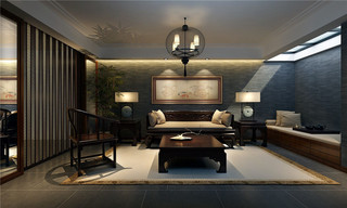 现代中式家装茶室效果图
