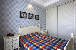 清爽天蓝色现代美式 儿童房背景墙设计