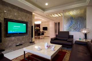 现代简约客厅 大理石电视背景墙设计