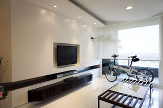 黑白简洁风客厅 电视背景墙设计