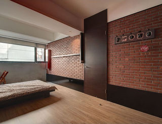 复古混搭卧室文化砖背景墙设计