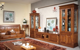 实木美式家居展示柜设计