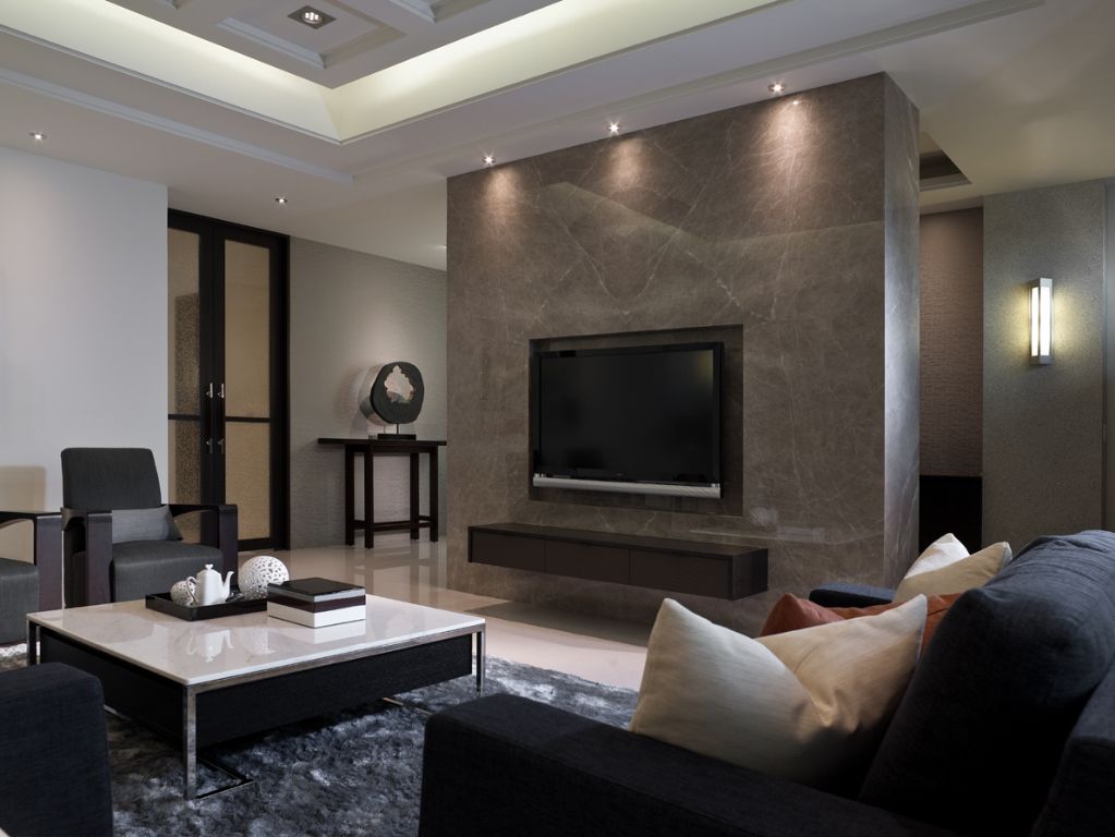 素雅现代风格客厅电视墙设计