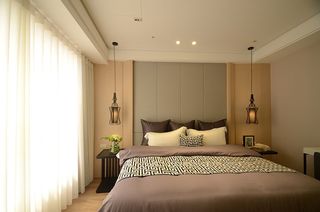 高端现代风卧室床头背景墙效果图