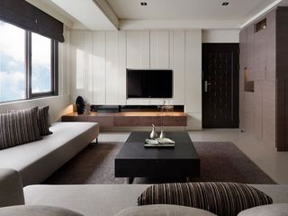 简约日式客厅 白色电视背景墙设计