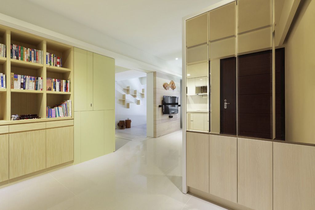 唯美现代家居黄色书柜设计