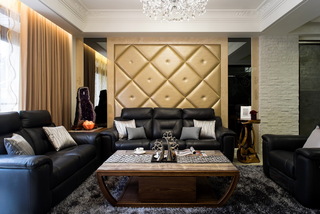 简欧新古典客厅 软包沙发背景墙设计