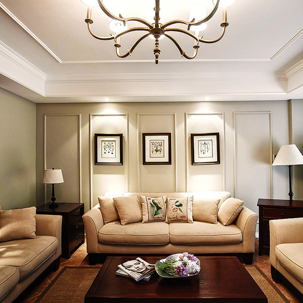精致美式客厅沙发背景墙设计