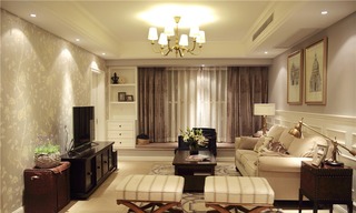 优雅中性色 美式客厅装潢欣赏