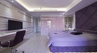 梦幻紫色欧式卧室效果图