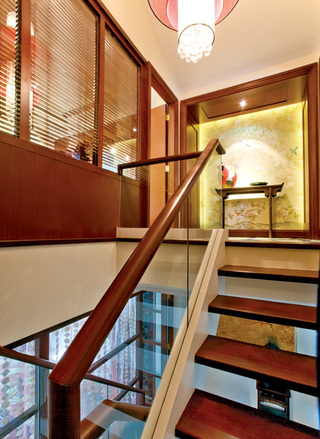时尚现代中式实木楼梯设计