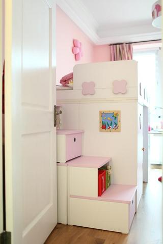 田园风粉色儿童房 创意收纳柜设计