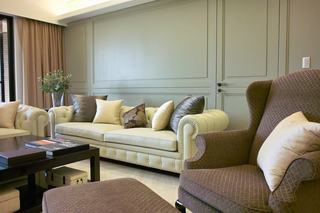 简约美式客厅 抹茶绿沙发背景墙欣赏